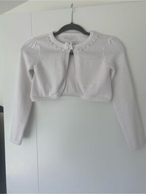 Gymboree White Pearl-Trim Bolero Cardigan